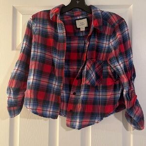 Plaid Button Down Cropped Shirt